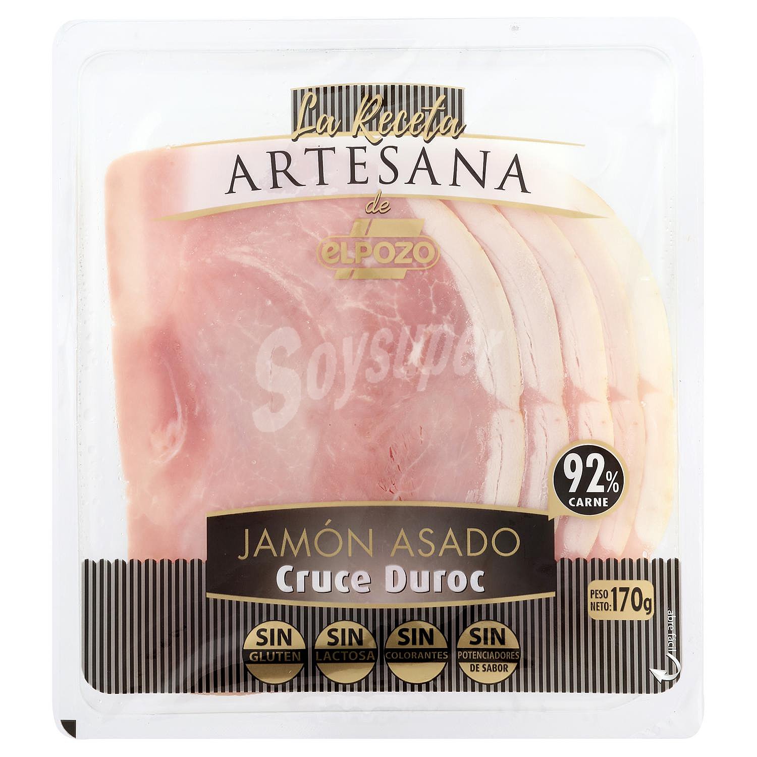 Jamón asado cruce durock en lonchas Receta Artesana El Pozo sin gluten y sin lactosa