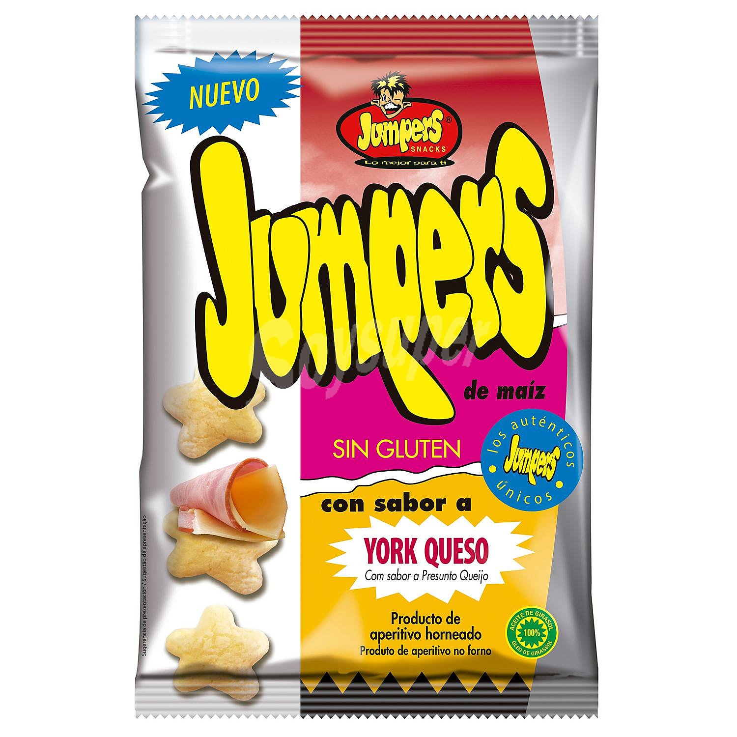 Aperitivo de maíz sabor york queso Jumpers sin gluten