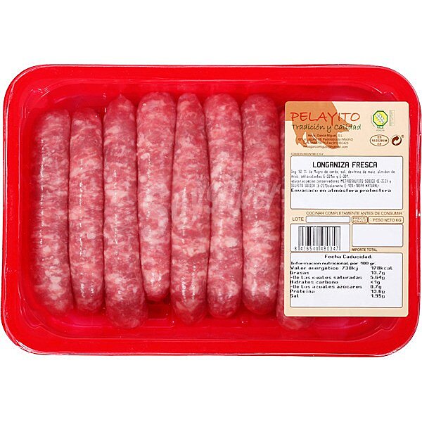 longaniza blanca fresca de cerdo peso aproximado