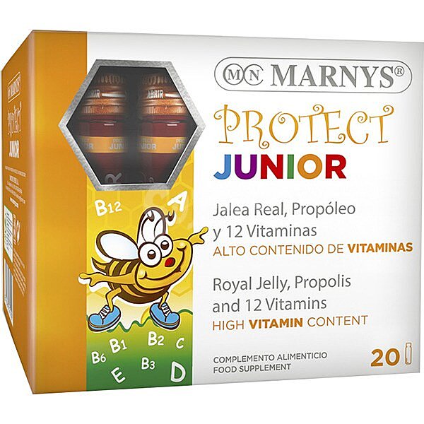 Protect Junior viales Jalea Real, Propóleo y 12 Vitaminas de 10 ml para el funcionamiento normal del sistema inmunitario