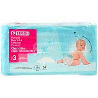 Pañal canales absorbentes 4-9 kg Talla 3 eroski