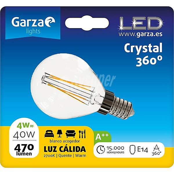 Bombilla Crystal 360º 4W (40W) luz cálida casquillo E14