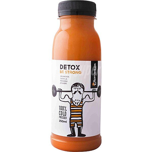 Detox Be Strong zumo vegetal de zanahoria, naranja, manzana y jengibre