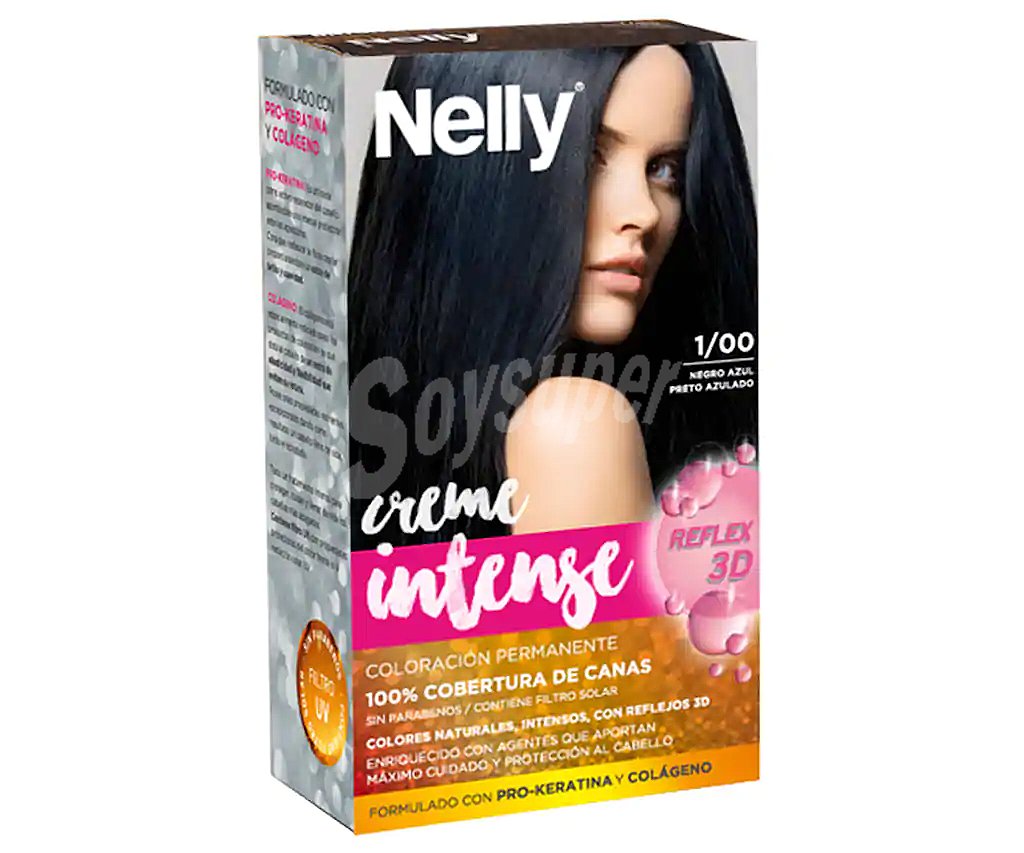 Nelly Tinte de color negro azulado, tono 1/00 nelly Creme intense