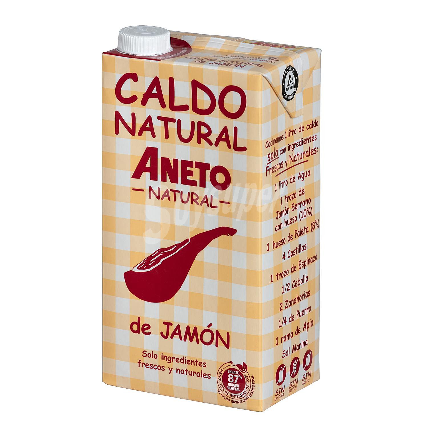 Caldo natural de jamón sin gluten y sin lactosa