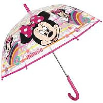 Paraguas infantil 45/8 automático transpar. Minnie, varillas fibra de vidrio