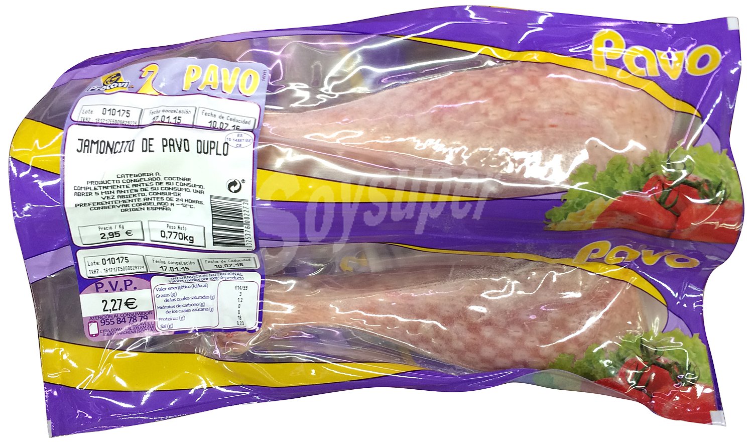 Pavo jamoncitos congelado