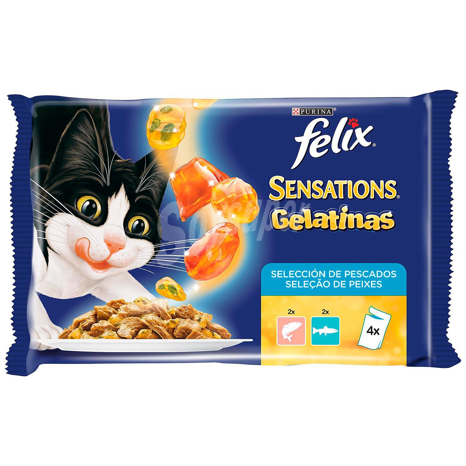 Comida húmeda de salmón para gato Purina Felix Sensations Gelatinas