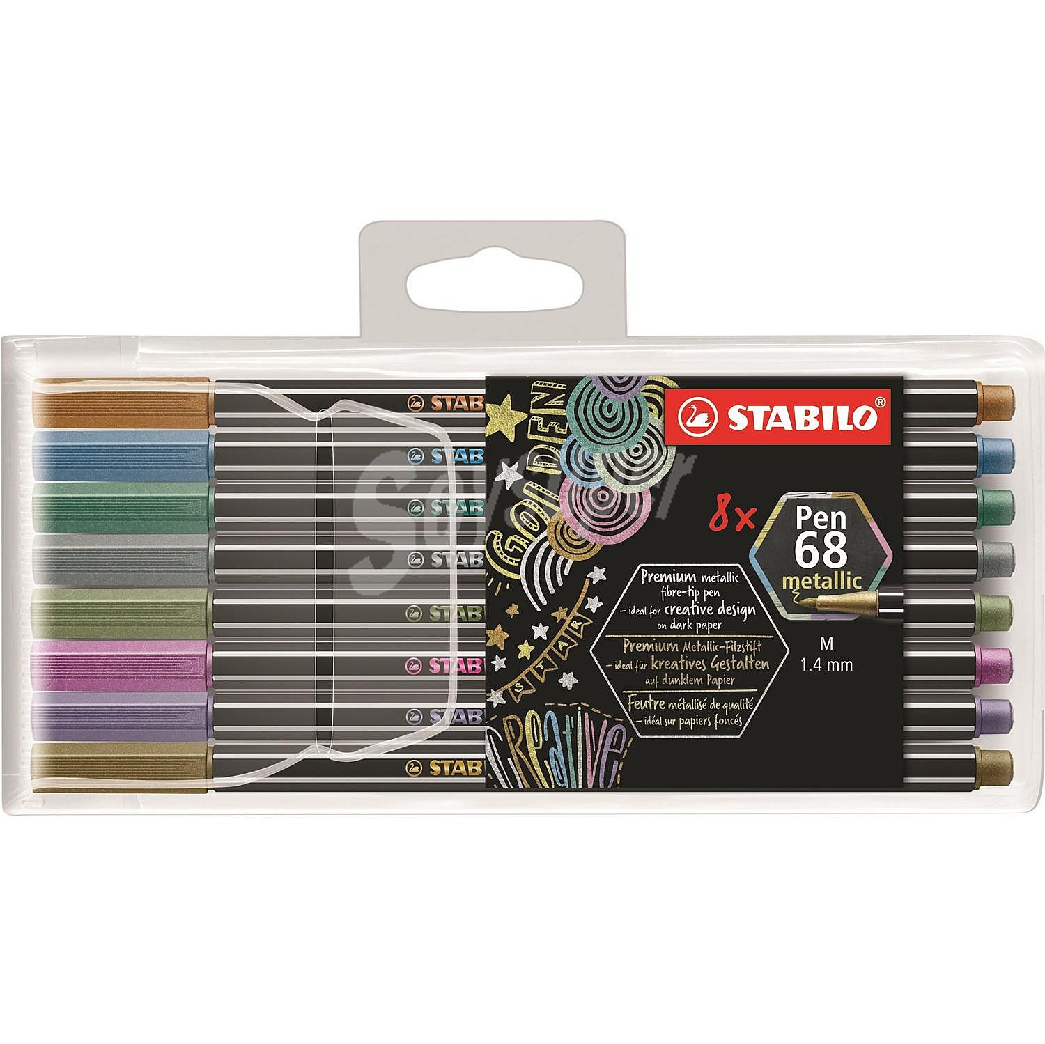 Estuche con 8 Rotuladores stabilo Pen 68 Metallic