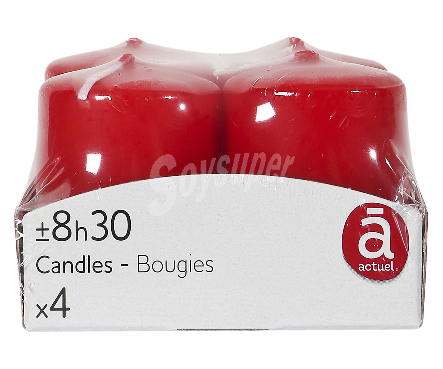 Pack de 4 velas de color rojo especial Navidad, actuel.