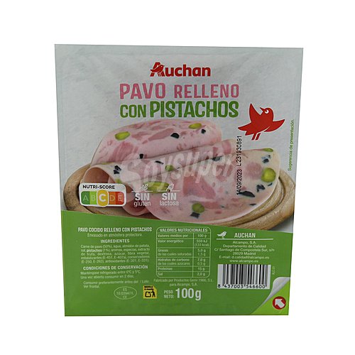 Producto alcampo Pavo cocido relleno con pistachos, sin gluten y sin lactosa producto alcampo