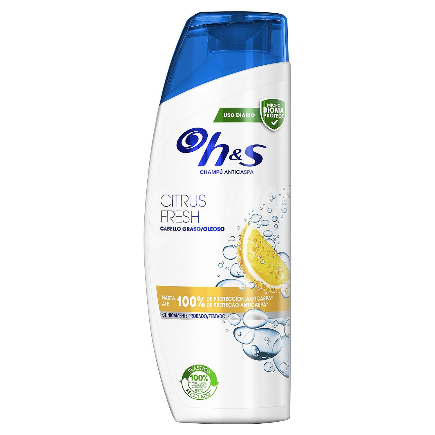 Champú anticaspa Citrus Fresh para cabello graso 0% parabenos fosfatos parafinas