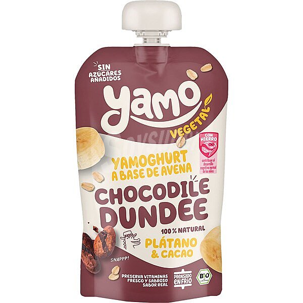 Chocodile Dundee Yamoghurt de avena, plátano y cacao ecológico desde 6 meses sin azúcares añadidos