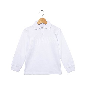 Polo de uniforme manga larga blanco unisex, talla 14