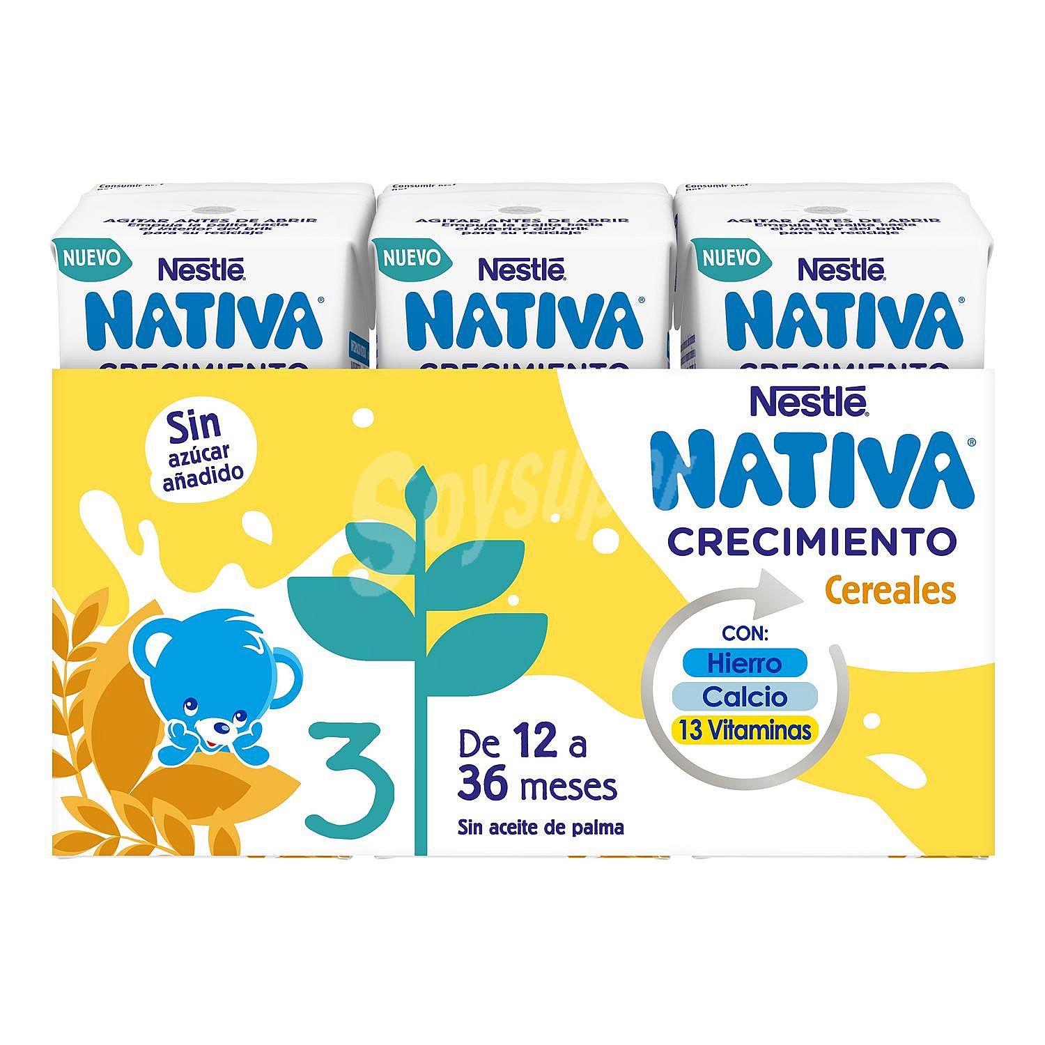 Preparado lácteo infantil de crecimiento desde 1 año con cereales Nestlé Nativa 3 sin aceite de palma