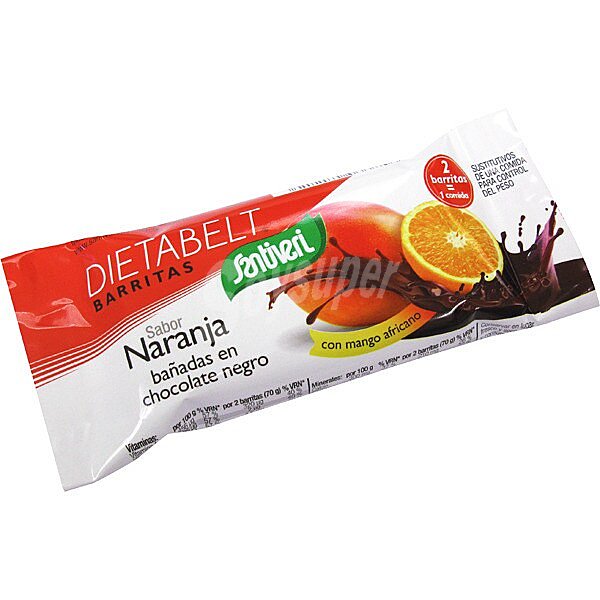 Dietabelt barritas sustitutiva sabor naranja bañadas en chocolate negro