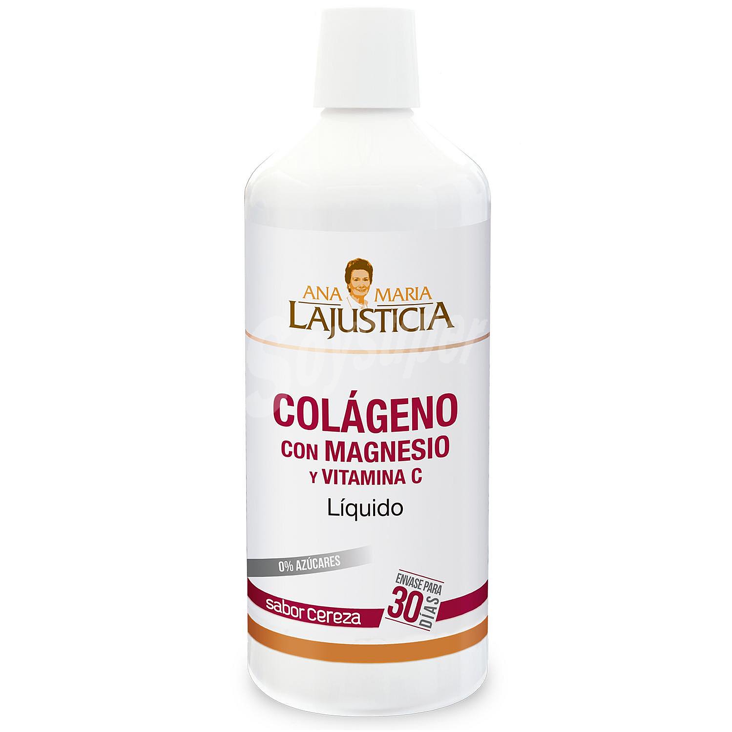 Colágeno con magnesio y vitamina C líquido sabor cereza sin gluten sin lactosa Ana María Lajusticia