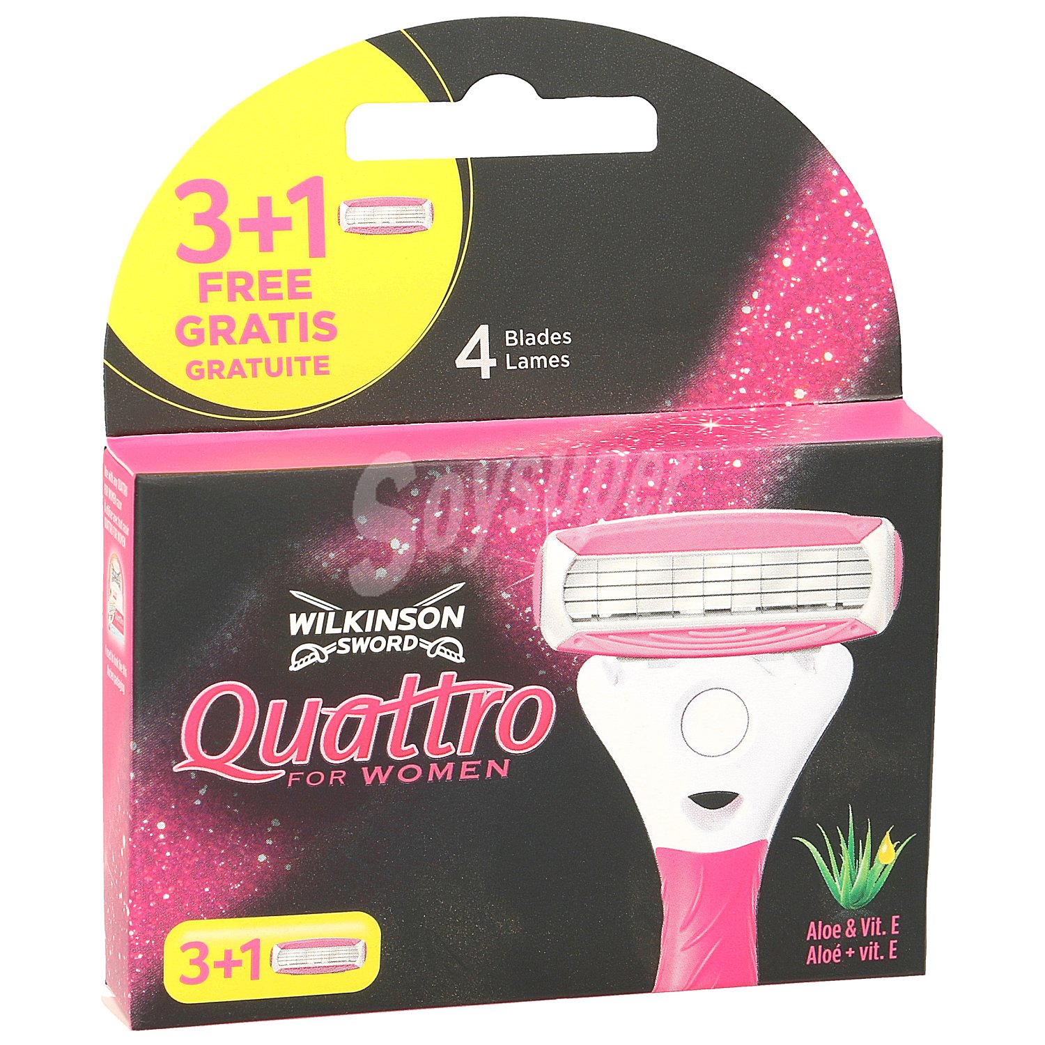 Sword quattro maquinilla de afeitar mujer recambio blíster 3+1 uds