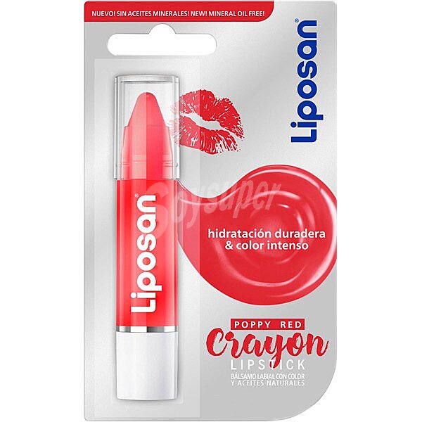 Crayon bálsamo labial con color y aceites naturales Poppy Red