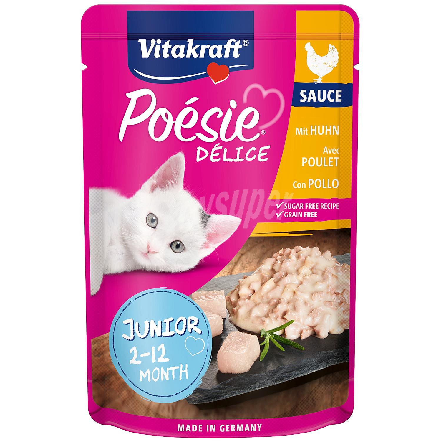 Comida húmeda de pollo para gatos junior Poesie