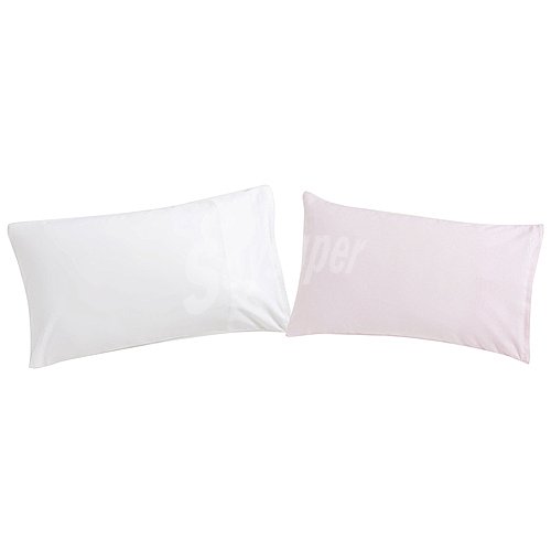 Fundas de almohada 100% algodón, color blanco y rosa, 120x60cm. pispas