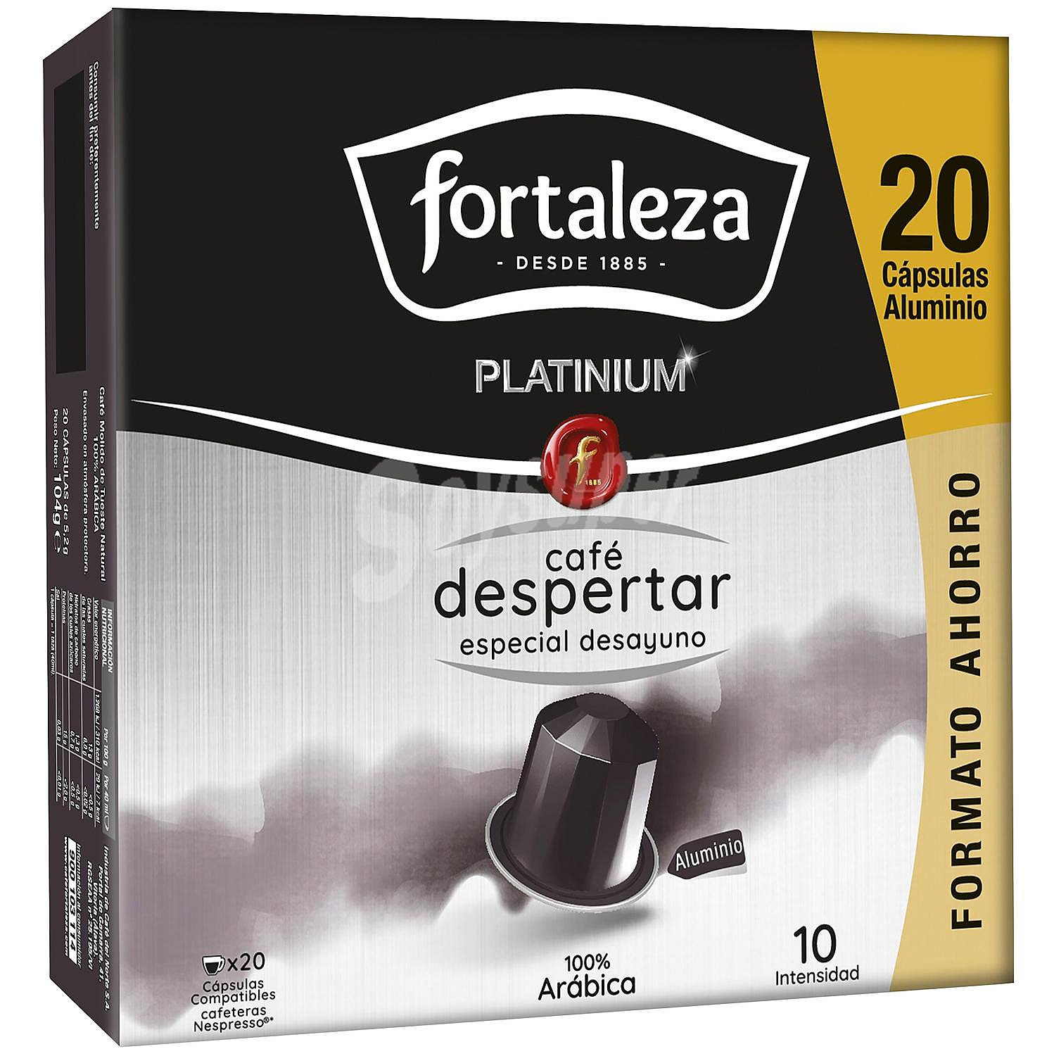 Café despertar en cápsulas Platinium Fortaleza compatible con Nespresso