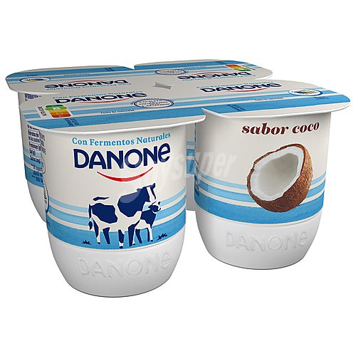 Danone Yogur con sabor a coco, elaborado con fermentos naturales danone