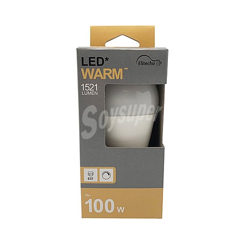 Bombilla Led E27, 15W=100W, luz cálida, regulable, 1521lm, producto alcampo