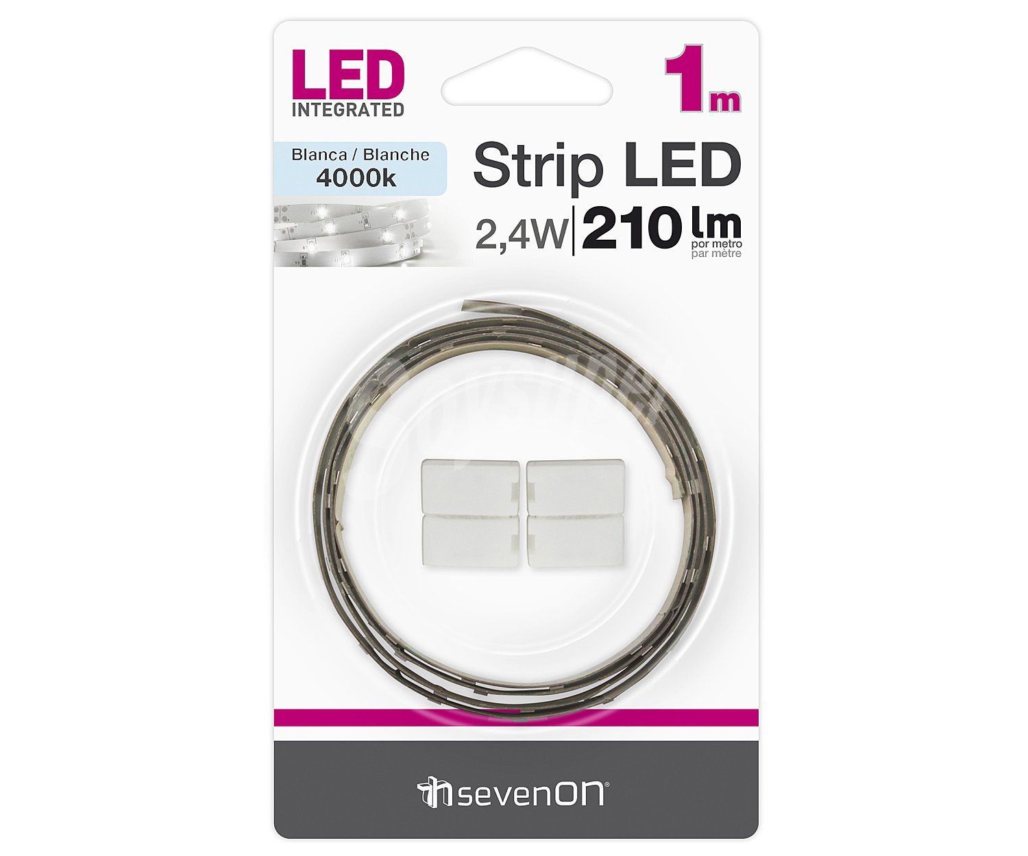 Tira de leds con luz blanca , 210 lumens, 2.4W sevenon