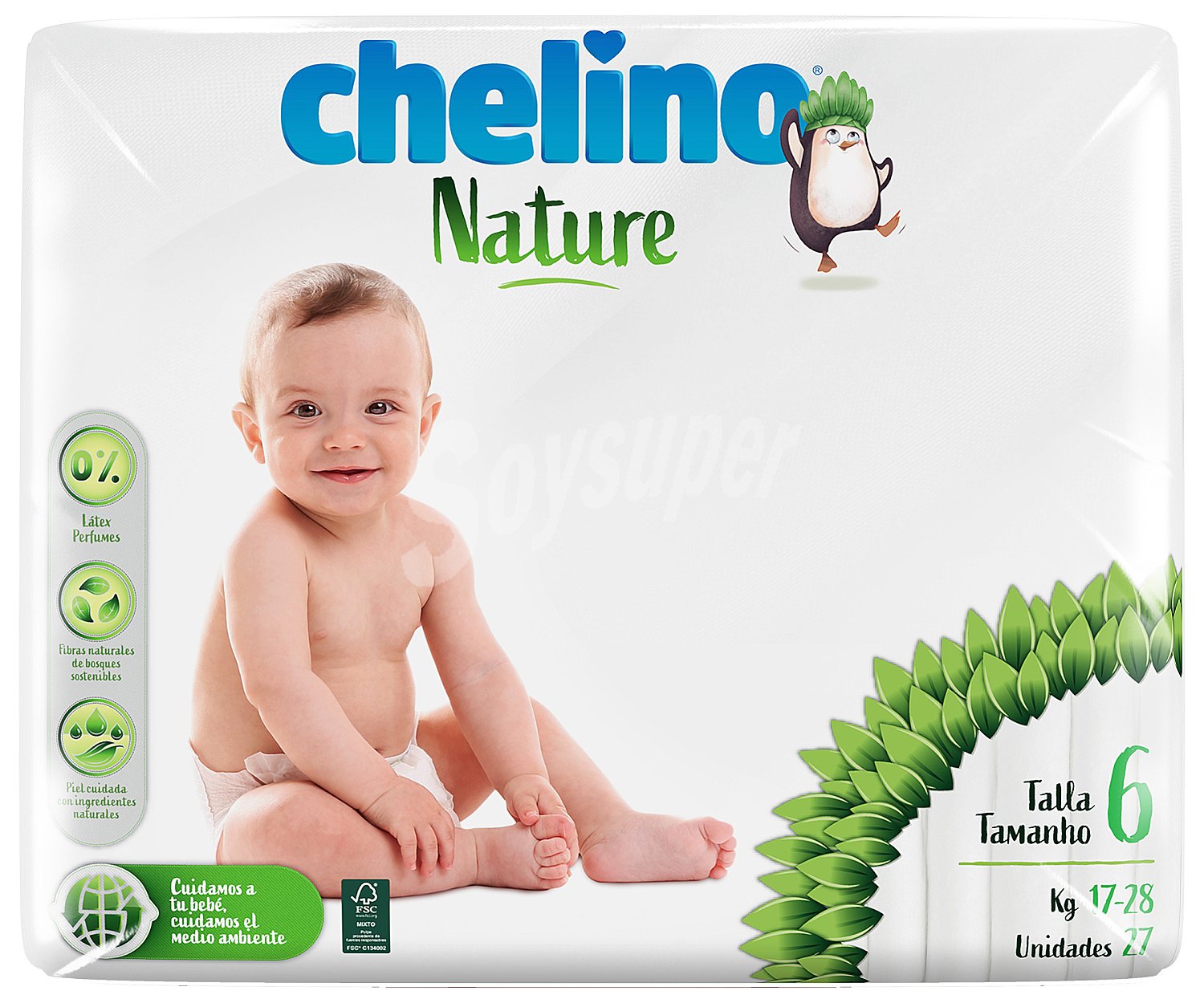 Chelino Pañales talla 6 para bebés de 17 a 28 kilogramos chelino Nature