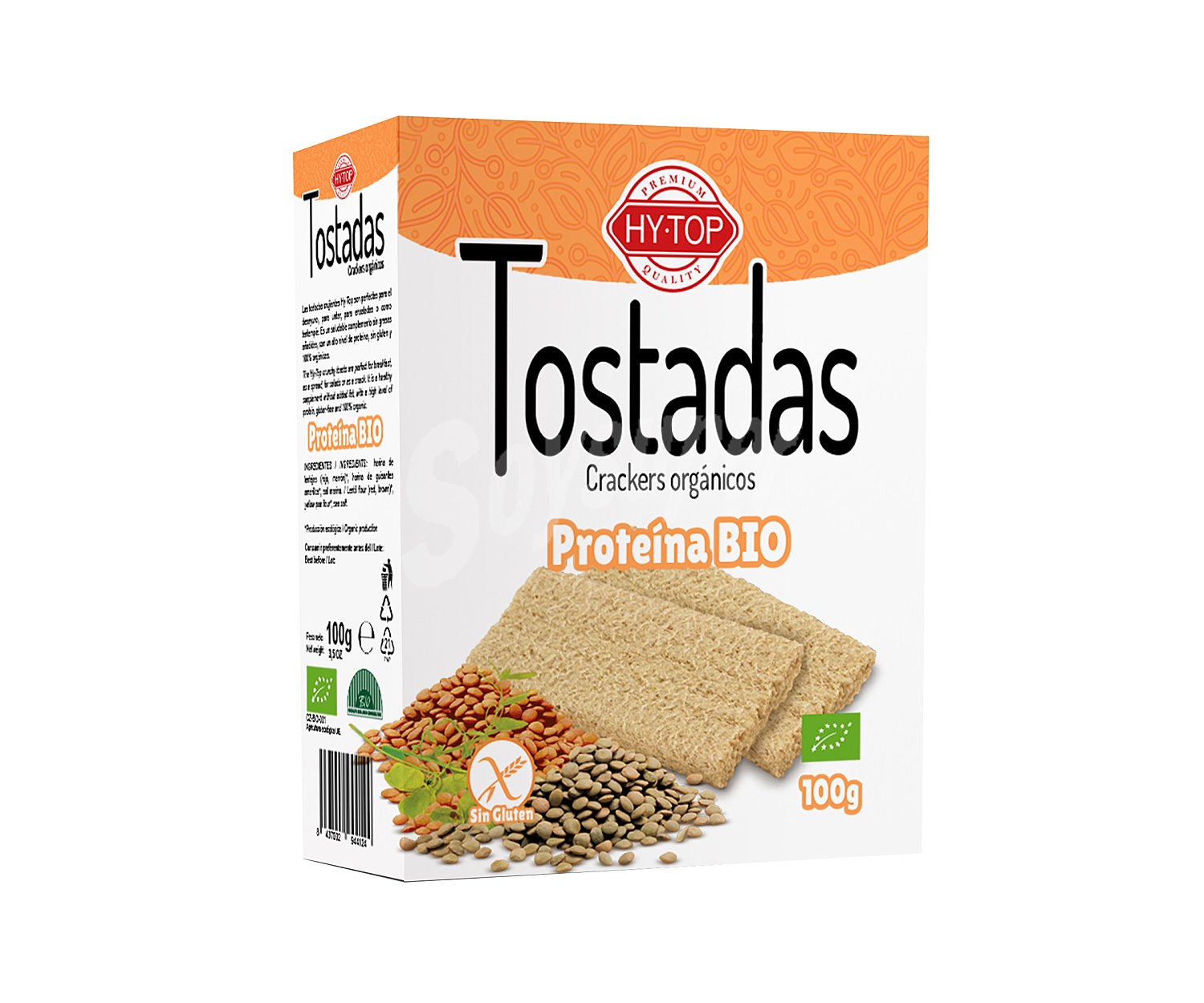 Tostadas orgánicas de proteína ecológicas, sin gluten