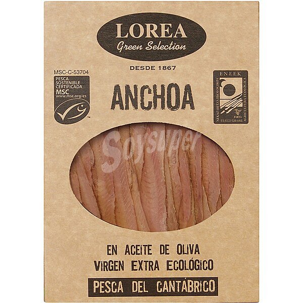 Filetes de anchoa en aceite de oliva virgen extra ecológico