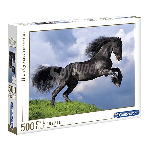 Puzzle caballo negro con 500 piezas, High Quality Collection clementoni.