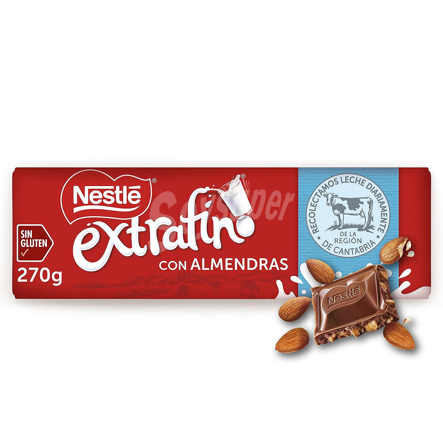 Chocolate con leche extrafino con almendras Nestlé sin gluten