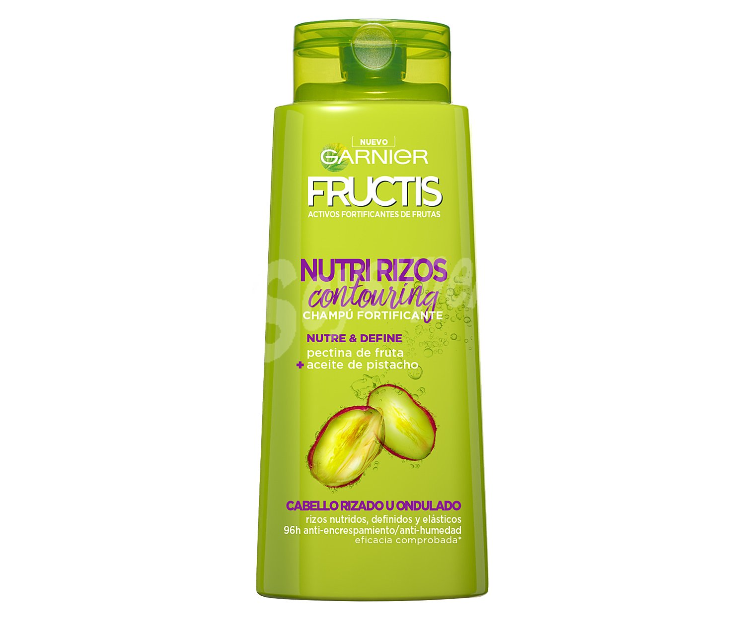 Fructis Champú fortificante sin parabenos, para cabello rizado u ondulado fructis Nutri rizos