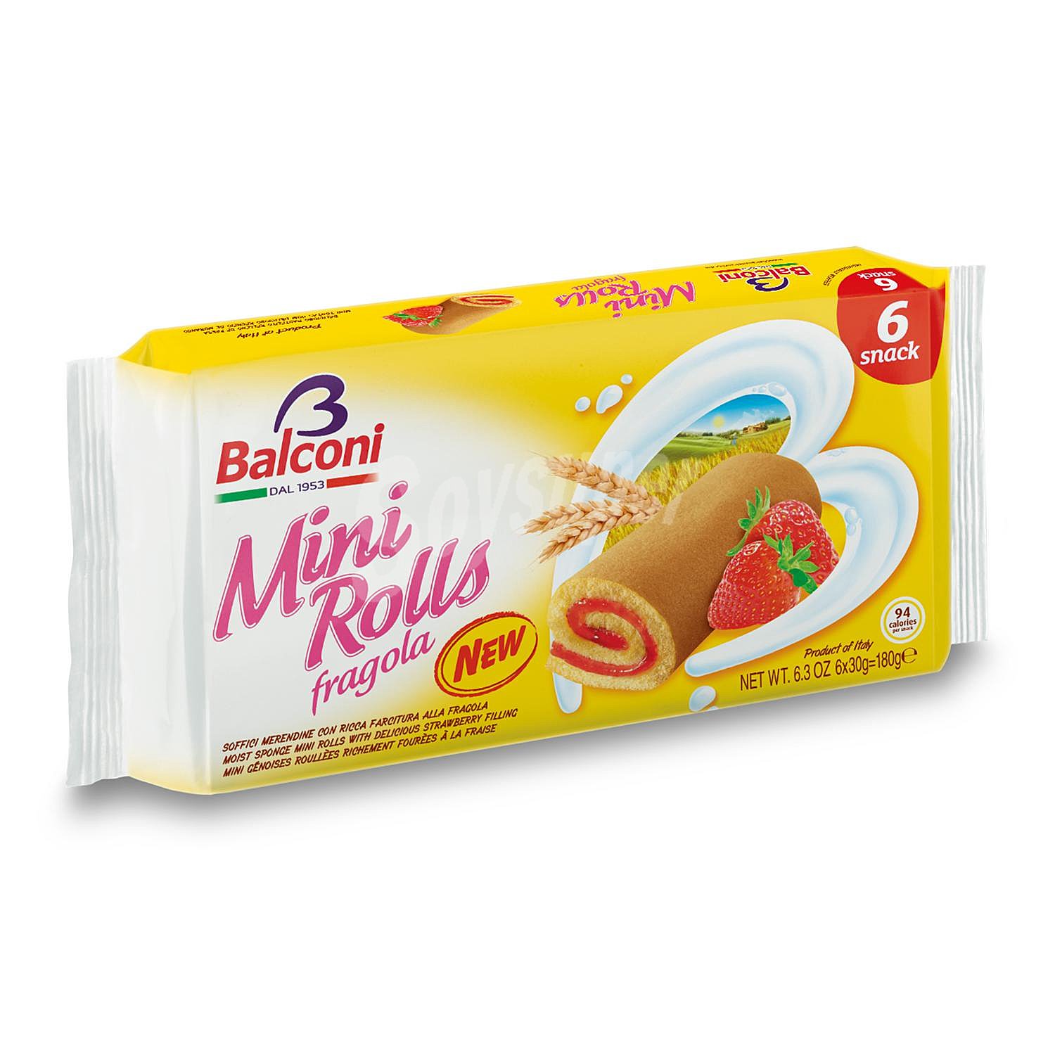 Bizcocho relleno de fresa Mini Rolls