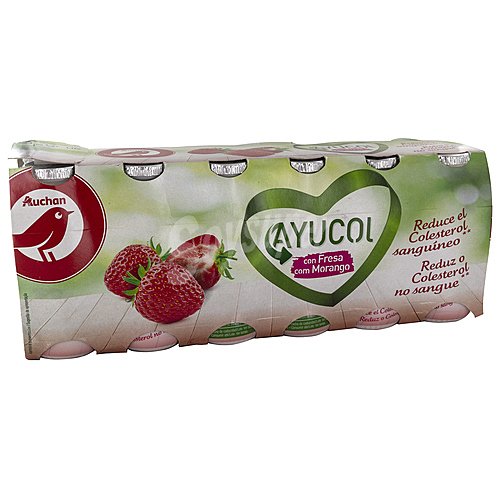 Producto alcampo ayucol Yogur líquido con sabor a fresa, que ayuda a controlar el colesterol