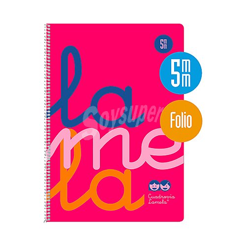 Cuaderno de espiral tamaño cuarto con 80 hojas de cuadrovía 5mm, Cubierta plastificada color rosa flúor. editoria