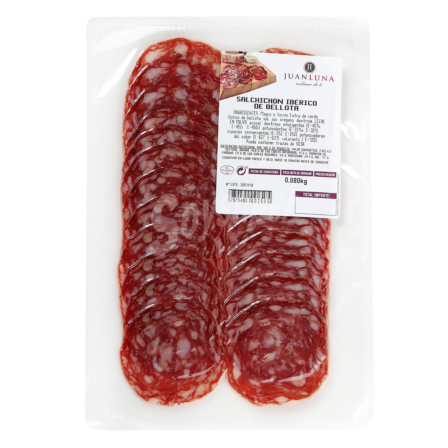 Salchichón iberico de bellota 50% raza ibérica loncheado