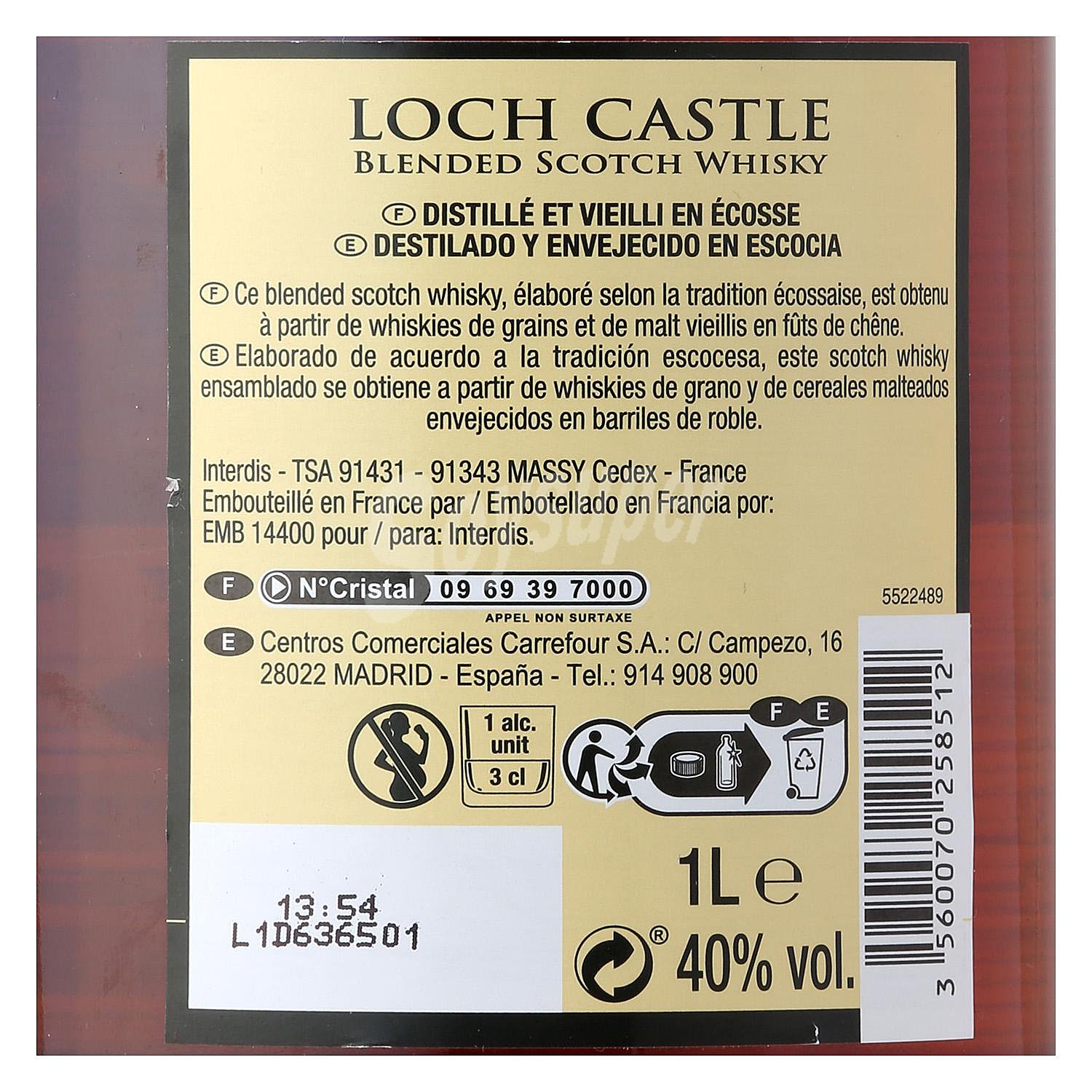 Whisky Loch Castle escocés