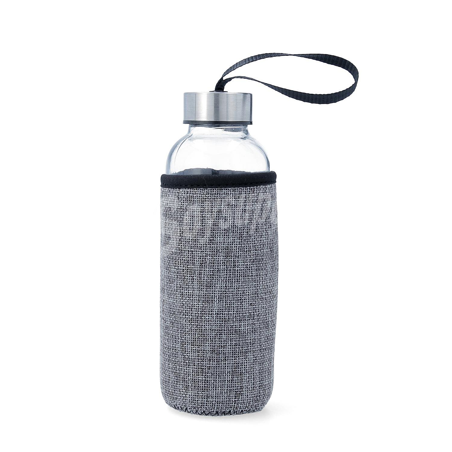 Botella Vidrio con Funda Rafia quid - Gris