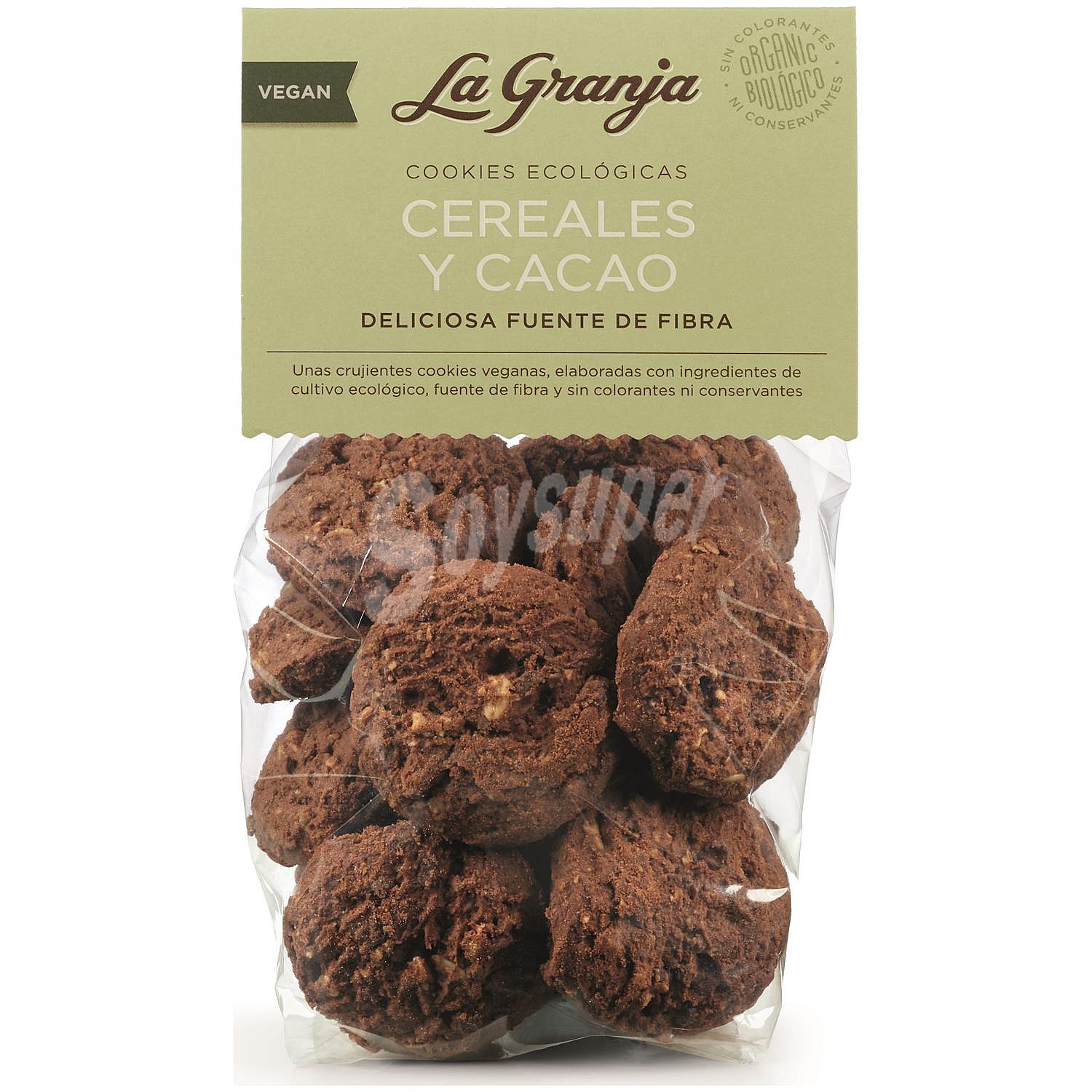 Galletas de cereales y cacao ecológicas sin lactosa