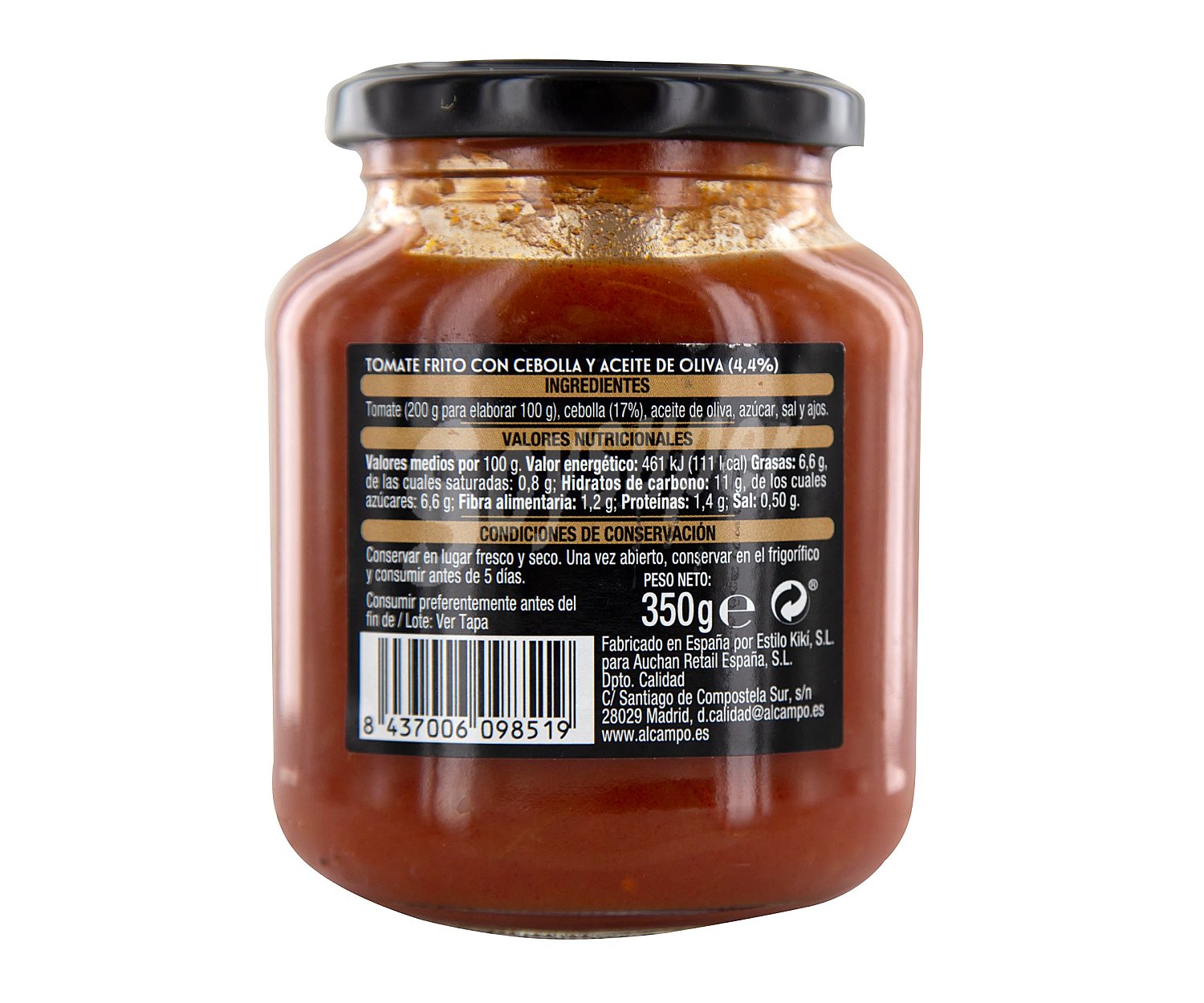 Alcampo gourmet Tomate frito con cebolla y aceite de oliva alcampo gourmet