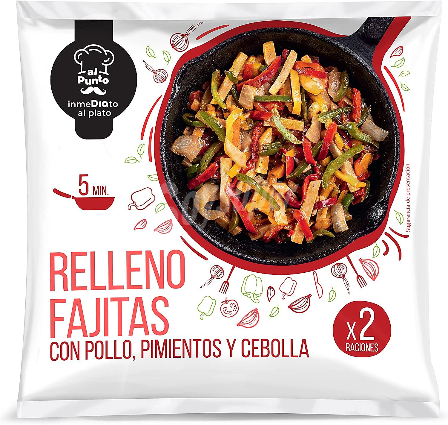 Relleno para fajitas con pollo, pimientos y cebolla Al Punto