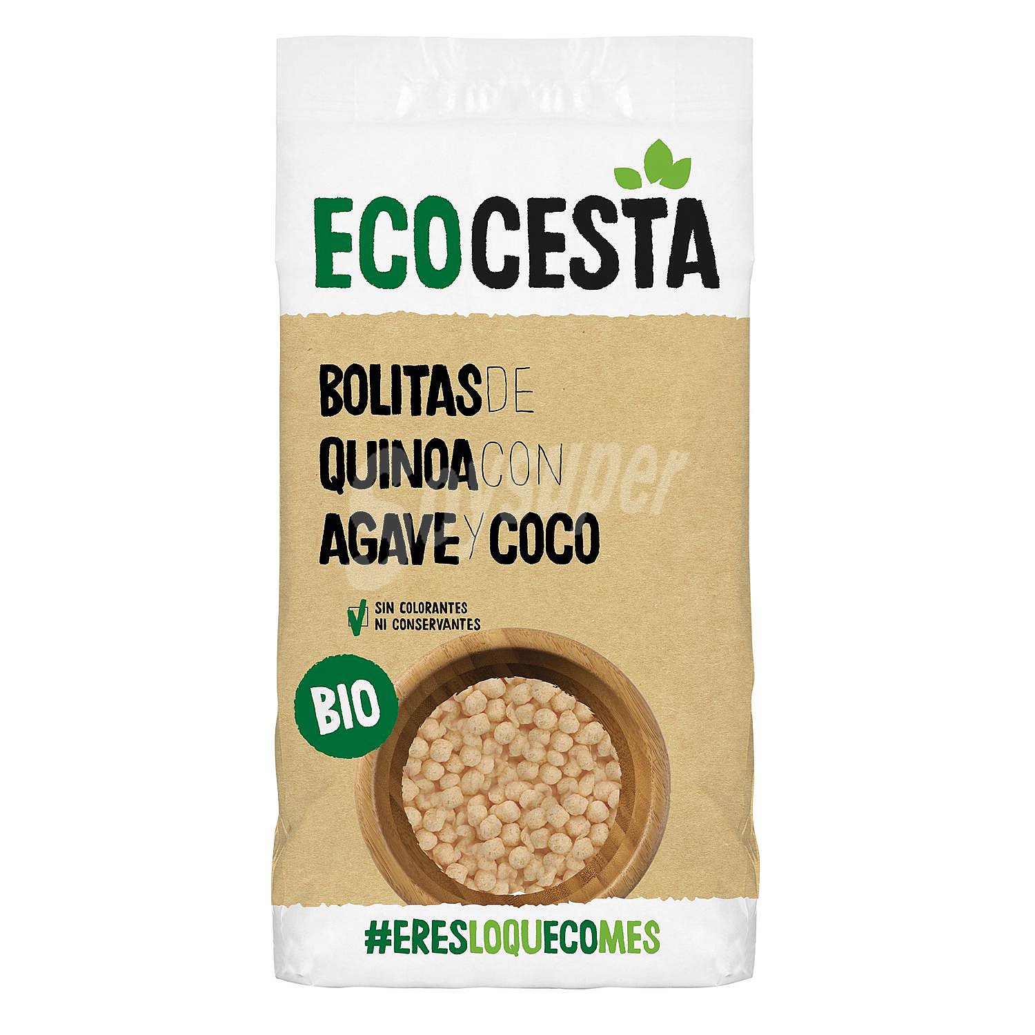 Cereales bolitas de quinoa con agave y coco ecológicos