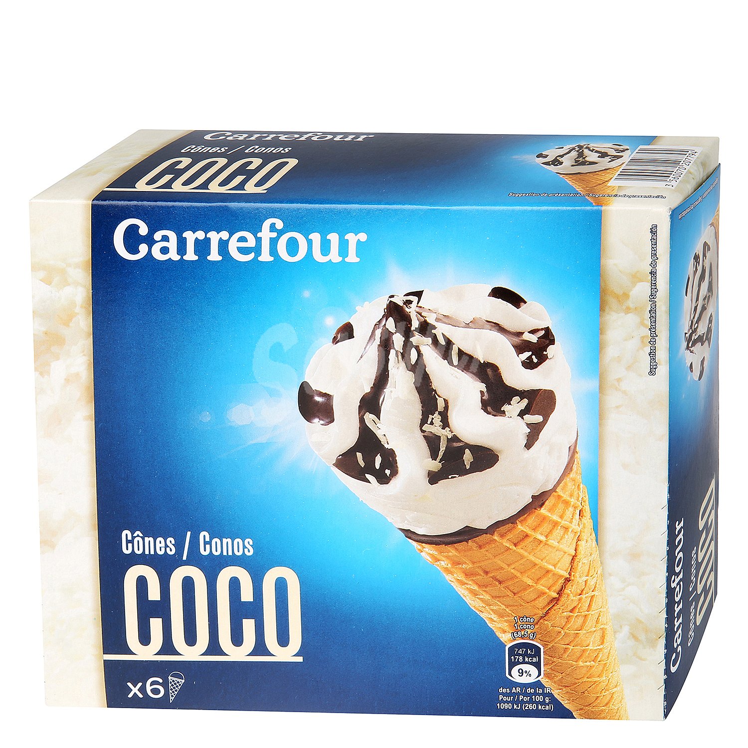 Conos con helado de coco Carrefour