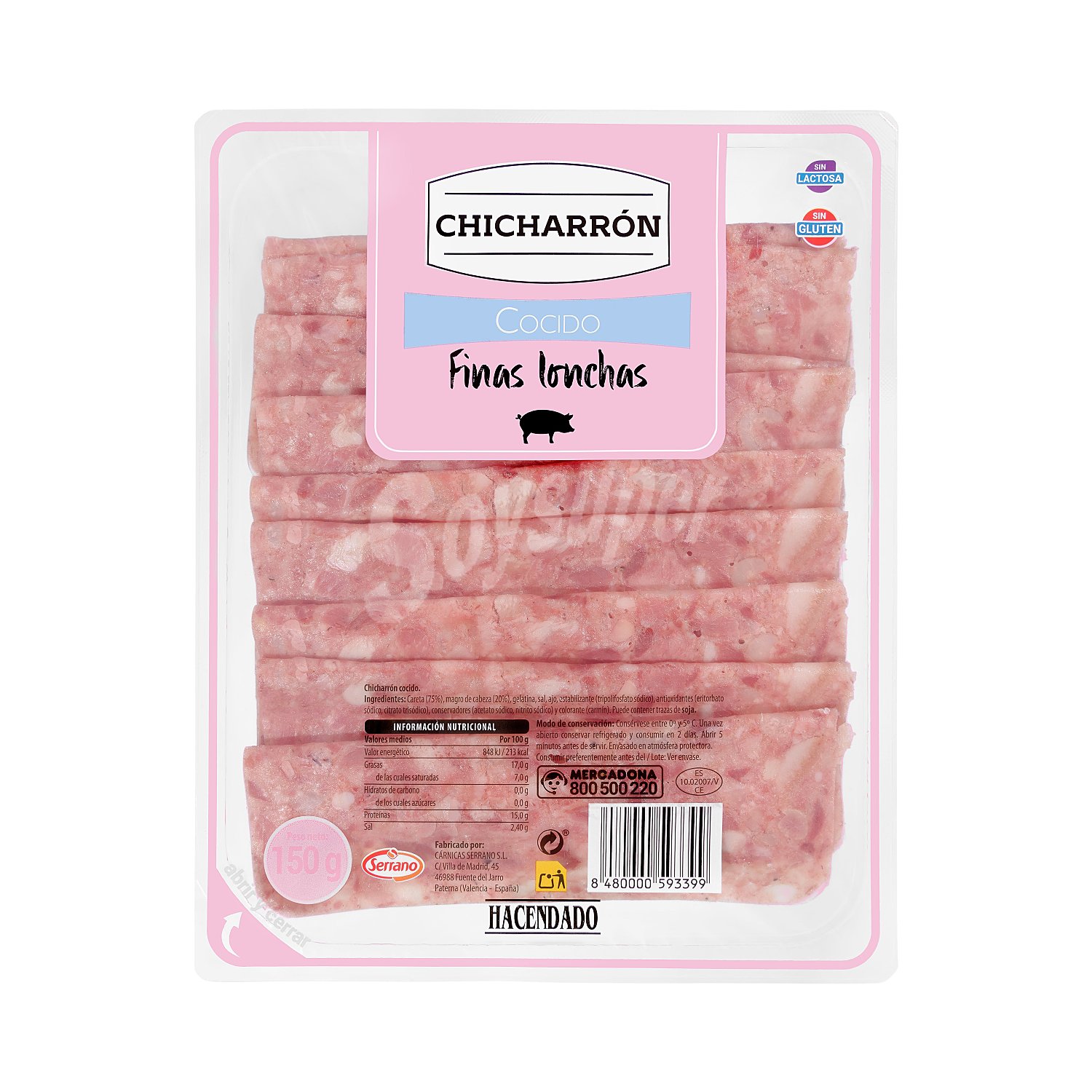 Chicharrón cocido finas lonchas