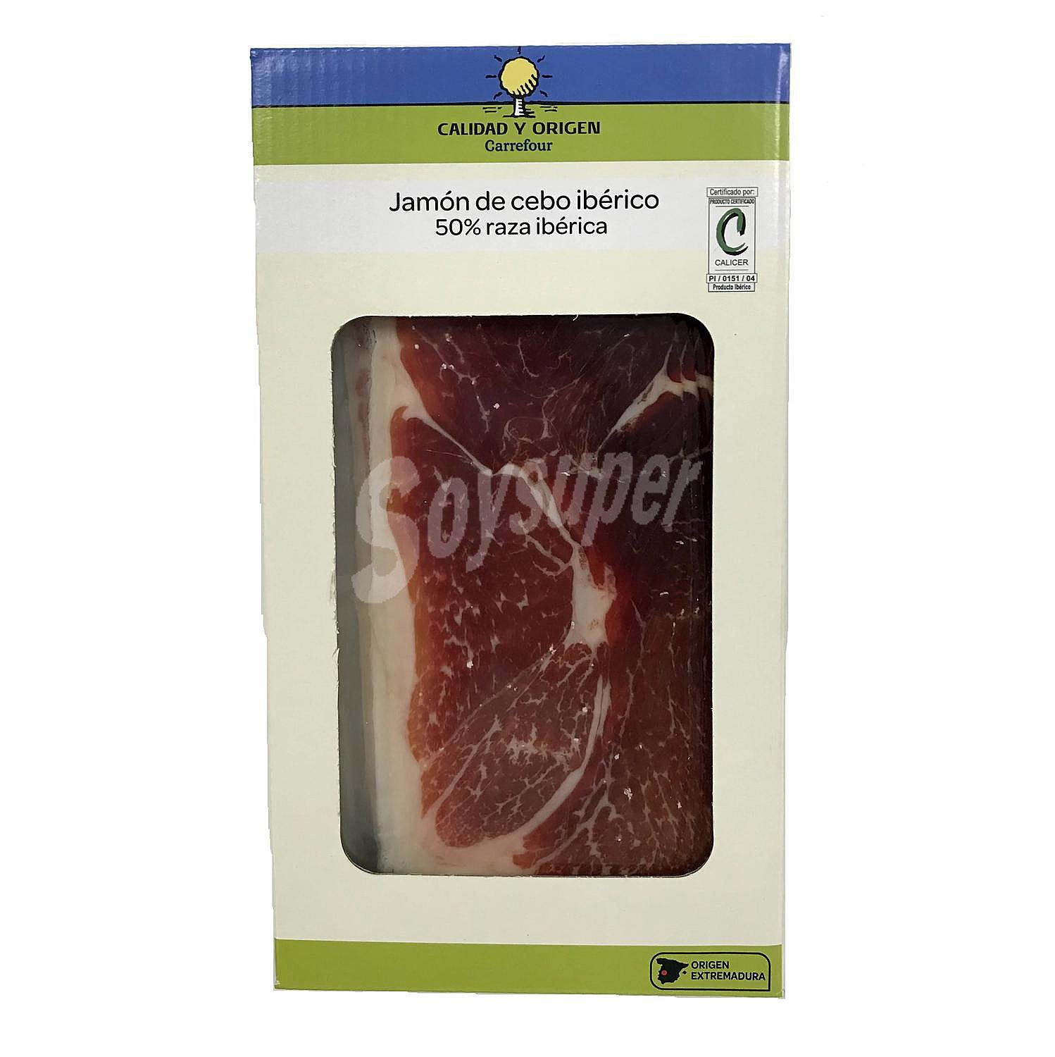 Estuche de Jamón de Cebo Ibérico 50% Raza Ibérica en lonchas Calidad y Origen Carrefour