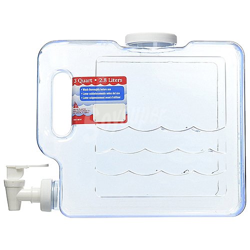 Garrafa de plástico transparente con grifo dispensador, 2,8 litros, EFG.