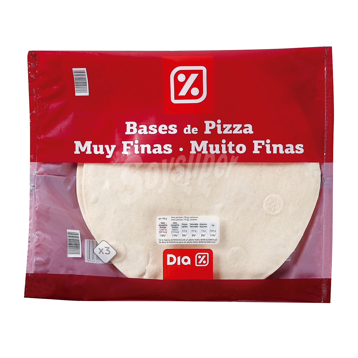 Bases de pizza finas 3 unidades Al Punto